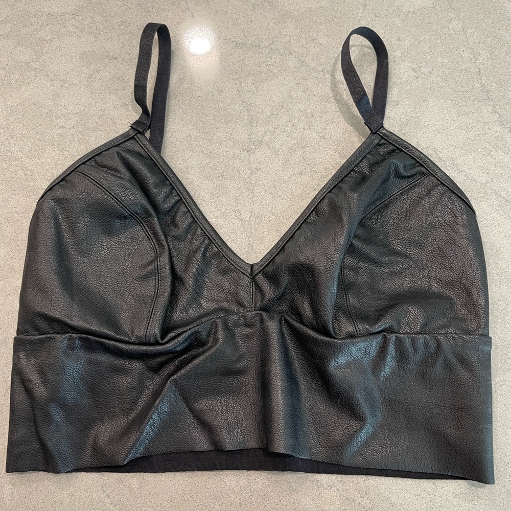Commando faux leather adjustable crop top